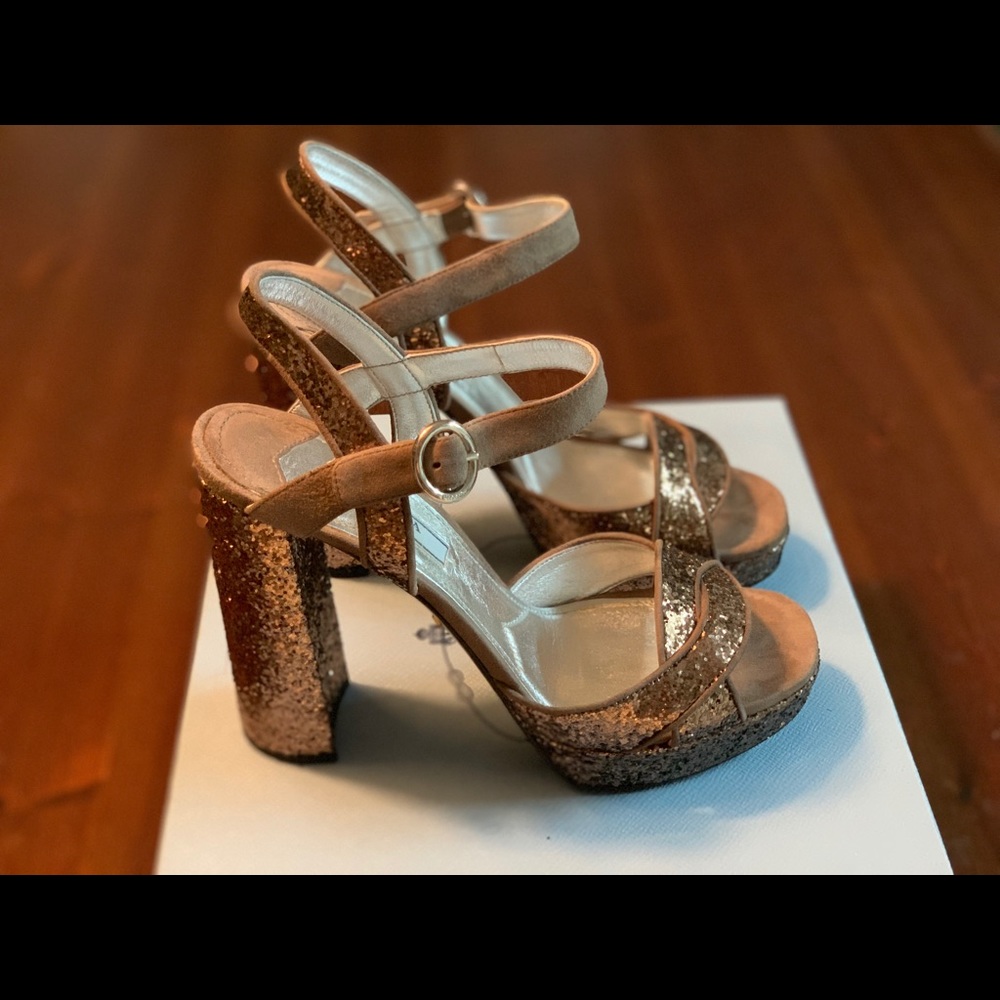 Prada glitter platform heels